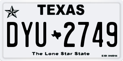 TX license plate DYU2749