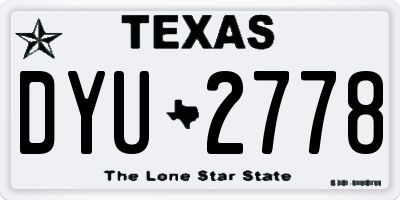 TX license plate DYU2778