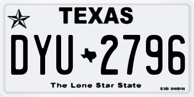 TX license plate DYU2796