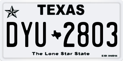 TX license plate DYU2803