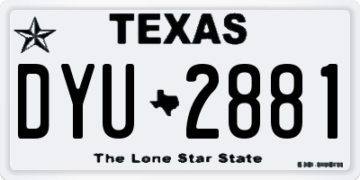 TX license plate DYU2881