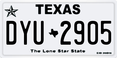 TX license plate DYU2905