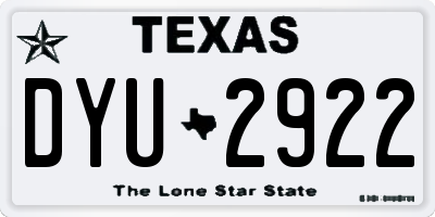 TX license plate DYU2922