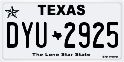TX license plate DYU2925