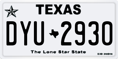 TX license plate DYU2930
