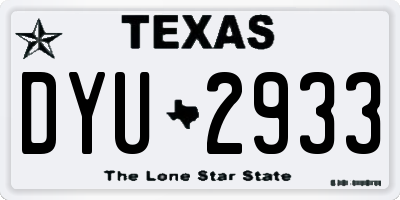 TX license plate DYU2933