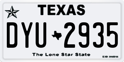 TX license plate DYU2935