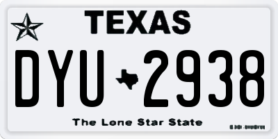 TX license plate DYU2938