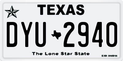 TX license plate DYU2940