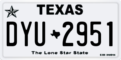 TX license plate DYU2951