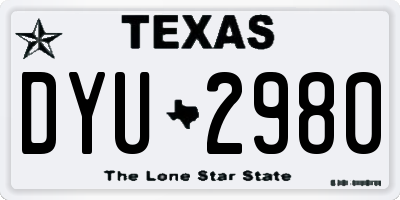 TX license plate DYU2980