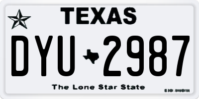 TX license plate DYU2987