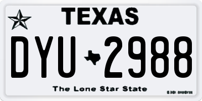TX license plate DYU2988