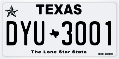 TX license plate DYU3001