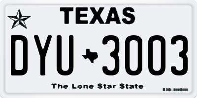 TX license plate DYU3003