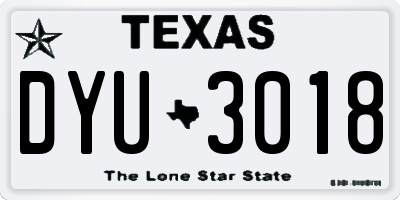 TX license plate DYU3018