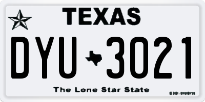 TX license plate DYU3021