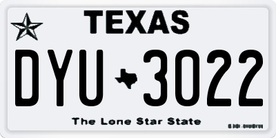 TX license plate DYU3022