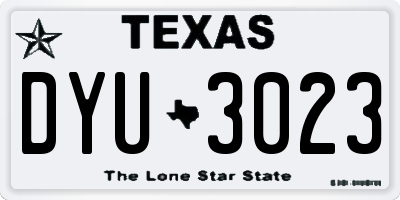TX license plate DYU3023