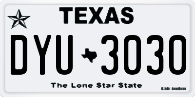 TX license plate DYU3030
