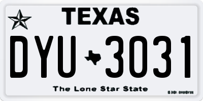 TX license plate DYU3031