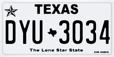 TX license plate DYU3034