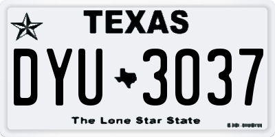 TX license plate DYU3037