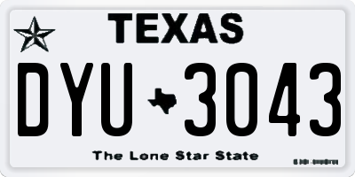 TX license plate DYU3043