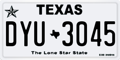 TX license plate DYU3045