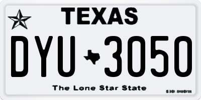 TX license plate DYU3050