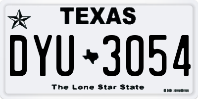 TX license plate DYU3054