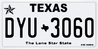 TX license plate DYU3060