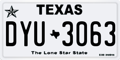 TX license plate DYU3063