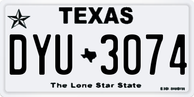 TX license plate DYU3074