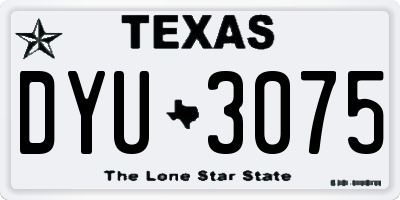 TX license plate DYU3075