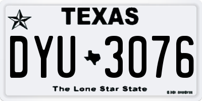 TX license plate DYU3076