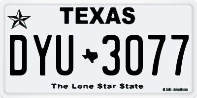 TX license plate DYU3077