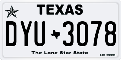 TX license plate DYU3078