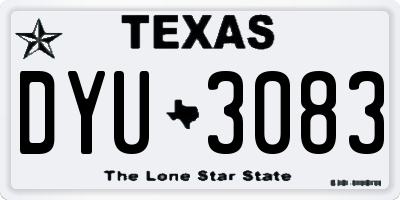 TX license plate DYU3083