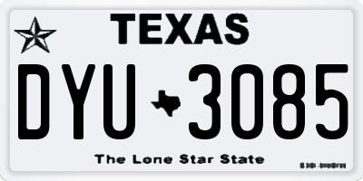 TX license plate DYU3085