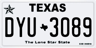 TX license plate DYU3089