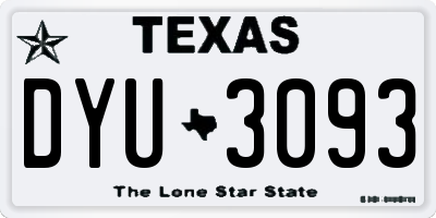 TX license plate DYU3093