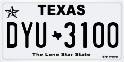 TX license plate DYU3100