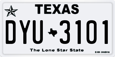 TX license plate DYU3101