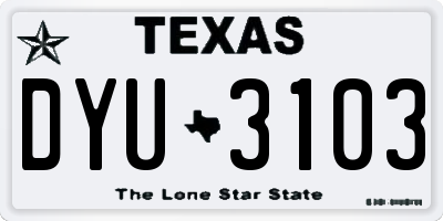 TX license plate DYU3103