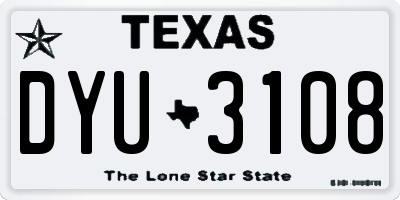 TX license plate DYU3108