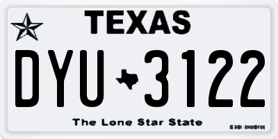 TX license plate DYU3122