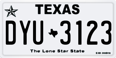 TX license plate DYU3123