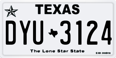 TX license plate DYU3124