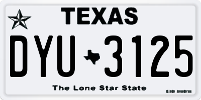 TX license plate DYU3125